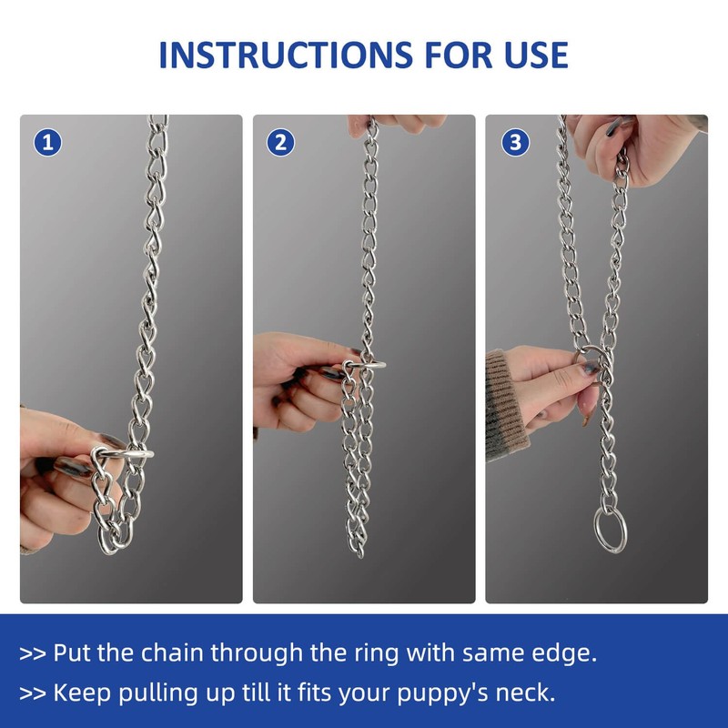 WePet Dog Chain Collar, Metal Slip Collar, Heavy Duty Choke