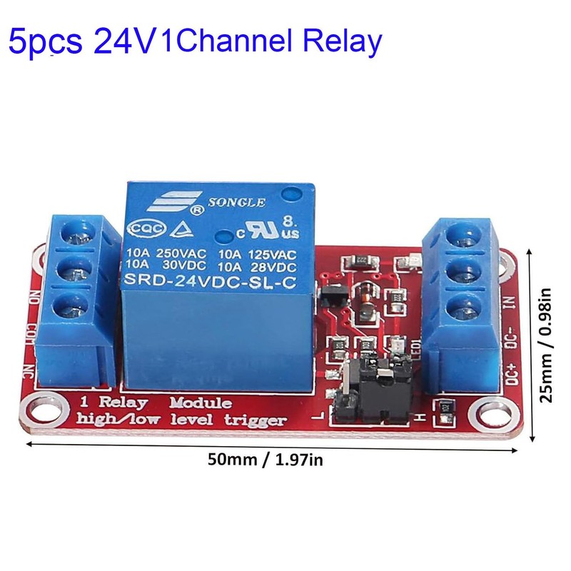 RUNCCI-YUN Pack of 5 One Channel Relay Module 24 V,