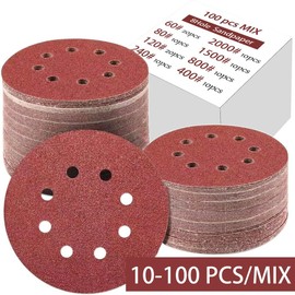 10 100개 8홀 도구 목재 40 목공 125MM 금속 3000 사포 디스크 그릿 샌딩 [60] 10 100 pieces 8 hole tool wood 40 woodworking 125MM metal 3000 sandpaper disc grit sanding [60]