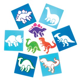 Baker Ross AR942 Washable, Reusable Dinosaur Stencil Set for Arts & Crafts, 15cm x 14cm, Blue, Pack of 6, Pieces