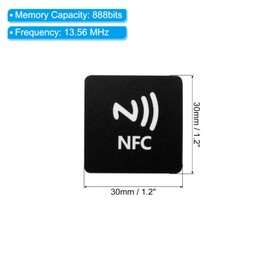 PATIKIL 4pcs NFC Sticker NFC215 Tag Sticker 504 Byte Memory Full Programmable Square NFC Tag for Phone NFC Enabled Devices Black