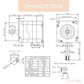 BESJMYT Nema 34 Closed Loop Stepper Motor kit with Driver 10Nm / 1416.12oz.in The Motor with Controls 116.5MM Bipolar 1.8 Deg 2 Phase 4 Lead Motor kit with Controller CNC Milling Engraving Machine