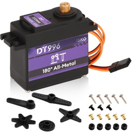 15 kg Digital Servo with High Torque Metal Gearbox RC Servo Motor, 6 V, 180°, for RC Car 1/10 1/8 Aircraft Boat Robot Helicopter [1 Piece]
