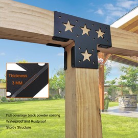 Wpbhk 4Pcs Heavy Duty Pergola Corner Brackets Extension 3-Way T Brackets for 4 x 4 Actual 3.5x3.5 Inch Post Bracket Pergola Gazebo Kit