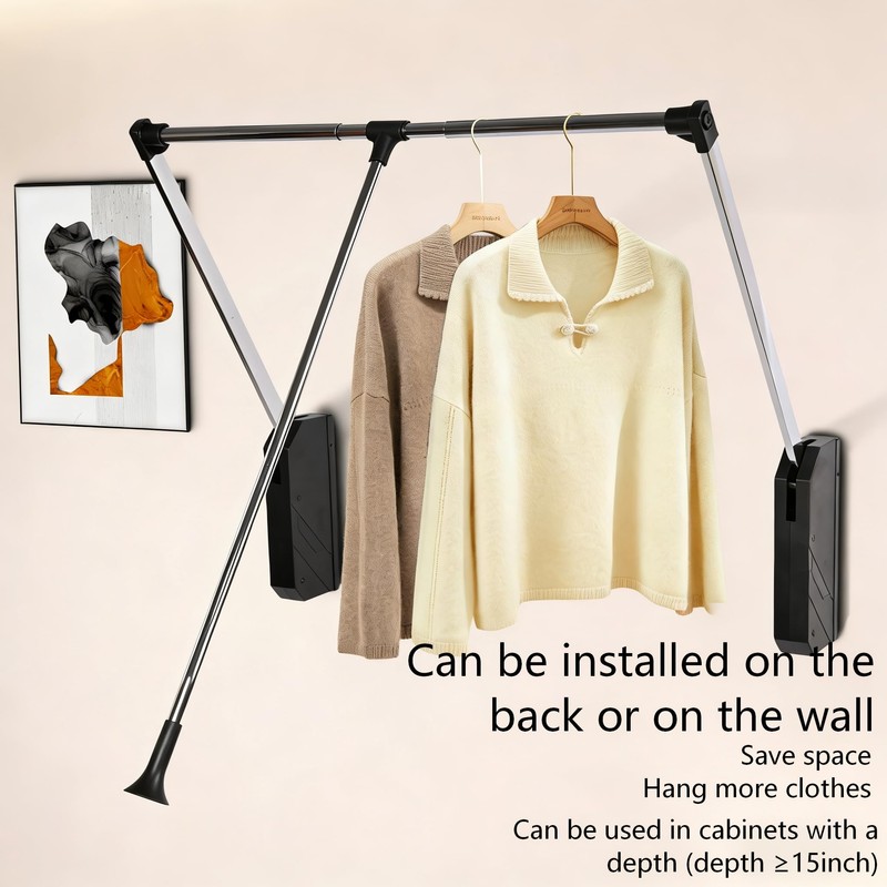 bimiti Pull Down Closet Rod -Stainless Steel Adjustable 33-47 Inches