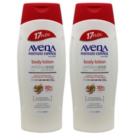 Avena Instituto Espanol Intense Repair Protection, Body Lotion for Sensitive Skin, Soothes The Skin, Intense Emollient, Soft and Glowing Skin, Dry Skin, 17 Fl Oz Each, 2- Pack, Bottles