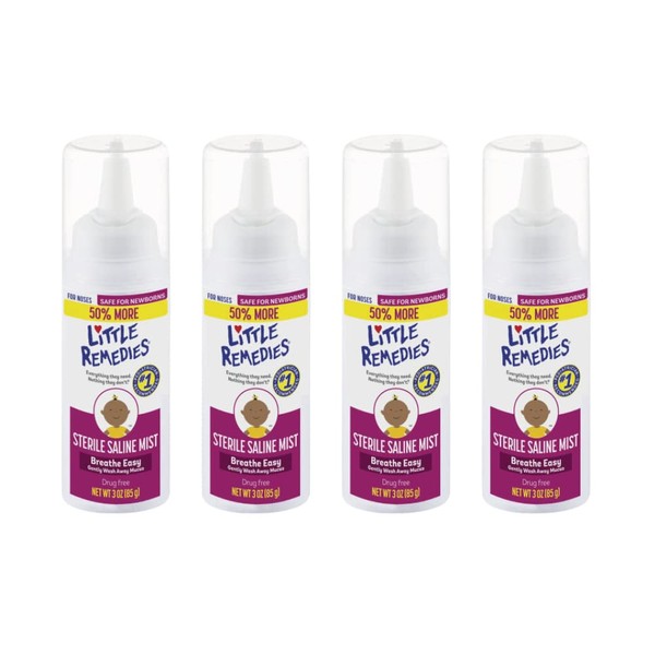 Little Remedies Sterile Saline Nasal Mist, 3 oz (Pack of 4)