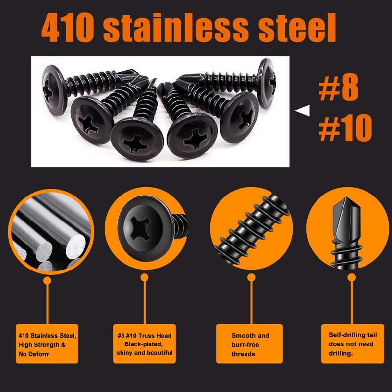 weideer 1095pcs Self Tapping Screws for Metal, #8#10 M2 M3