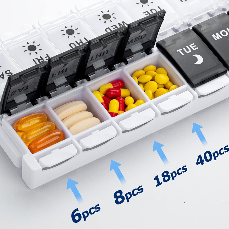 Pill Boxes 7 Day 2 Times a Day, Weekly AM
