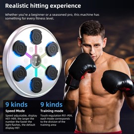 Second Generation Music Boxing Machine with Boxing Gloves, Boxing Machine Wall Mounted Music, Smart Bluetooth Music Boxing Trainer with Gloves, Music Boxing Machine for Adults, Indoor and Gym White