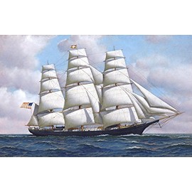 an American Clipper Ship Flying Cloud at Sea Under Full Sail by Antonio Jacobsen - 16" x 24" Premium Canvas Print
