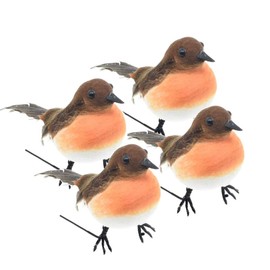 ToSSme 4PCS Large Robin Bird Christmas Tree Decoration Craft Very Cute Artificial Feather