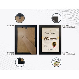 Modern Black A5 Picture Frames in Size-14.8 x 21cm- Classic Design For Home Decor Wall Display A5 /Pictures/Prints/Black A5 Frame with Clear Perspex Sheet (Black)