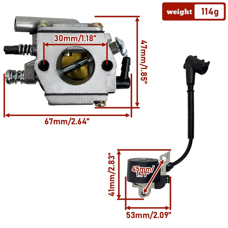 NewJ's Carburetor with Ignition Coil Fuel Line Filter Fit for