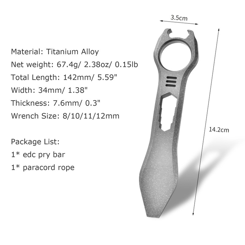 Hamans Titanium Pry Bar Multi Tool Bottle Opener Nail Puller