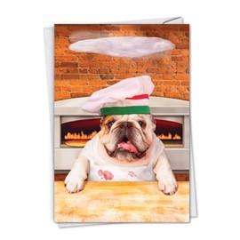 NobleWorks - 1 Adorable Birthday Card Funny - Pet Dog Animal Humor, Bday Notecard with Envelope - Pizza Dog C3208BDG