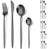 Tiokin Besteck Set 6 Personen, 24 teilig Edelstahl Besteckset Schwarz,Essbesteck
