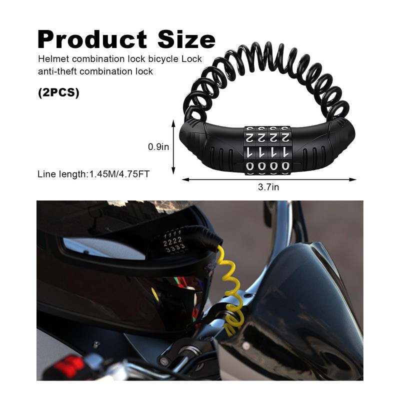 KVAEY 2PCS Motorcycle Helmet Cable Lock, Anti-Theft Helemt Cable Locks