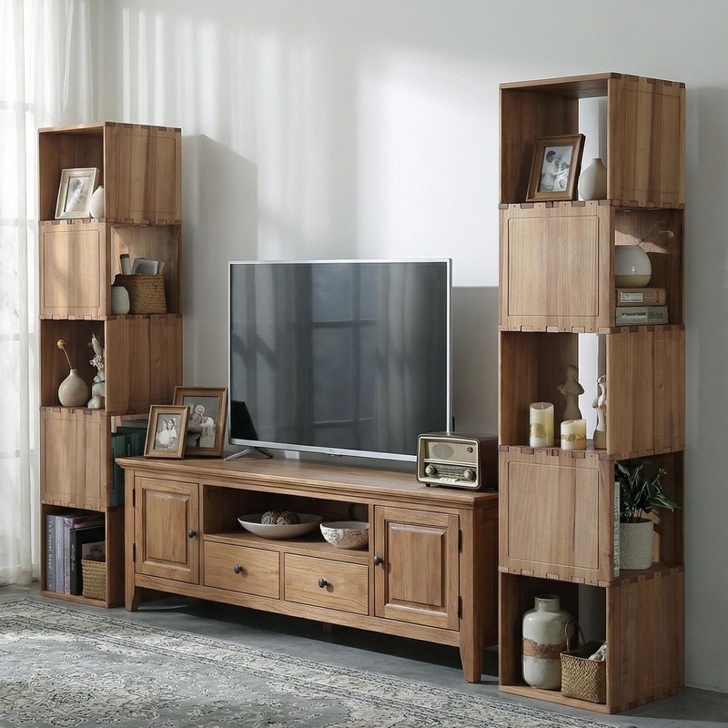 Solid Wood Corner Shelf, Square Bookcase Cube Tower, Stationary Shelves