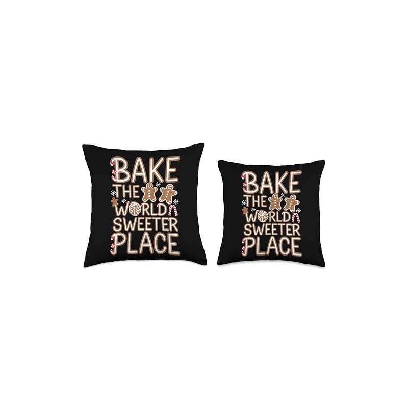 Playful Typography with Gingerbread Details Throw Pillow