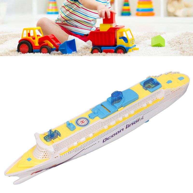 Kids Cruise Ship Model Sound Effects LED Light Universal Rotation
