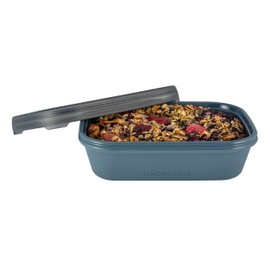 U Konserve Platinum Silicone Food Storage Bento Box Dual Seal Rectangle Container - Leak Proof, Shatter Proof, Dishwasher Safe, Plastic Free - 24oz (Night Harvest)