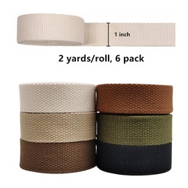 SUNTAYA 1 Inch Cotton Webbing Strap (2 Yards X 6 Color), 1" Wide Webbing Belt Straps for Bag Handles, Great for Pet Projects Crafts