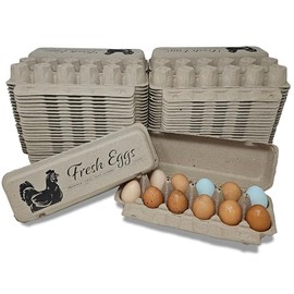 Pecking Order Fresh Eggs Flat Top Paper Egg Cartons - 50 Pack