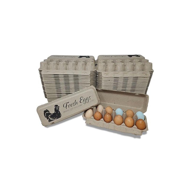 Pecking Order Fresh Eggs Flat Top Paper Egg Cartons -