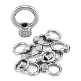 QWORK Lifting Eye Nut, 10 Pack, 1/4" UNC Marine Grade Stainless Steel 316