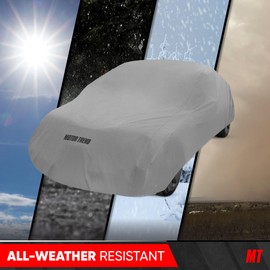 Motor Trend 4-Series Lightweight Car Cover, Breathable Anti-Moisture Water-Resistant Scratch-Resistant, Universal Fit for Cars SUVs Trucks Vans, All-Weather Outdoor & Indoor, Fits Vehicles Up to 210"