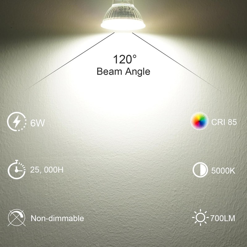 DiCUNO GU10 LED Light Bulbs, 6W 60W Halogen Replacement, Bright