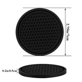 4 Pack Car Coasters, 2.75inch Universal Non-Slip Car Cup Holder Coaster for Car, PVC Cup Pad Mat Car Coasters for Cup Holders for Women (Black)