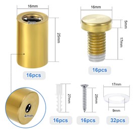 Faankiton 16PCS Stainless Steel Advertising Screws, Sign Standoff Screws, Advertisement Fixing Screws, Stainless Standoff Bolts, Glass Standoffs Nail, Glass Standoff Bolt (16x30mm)