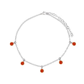 Carnelian Bead Drop Anklet in Stainless Steel