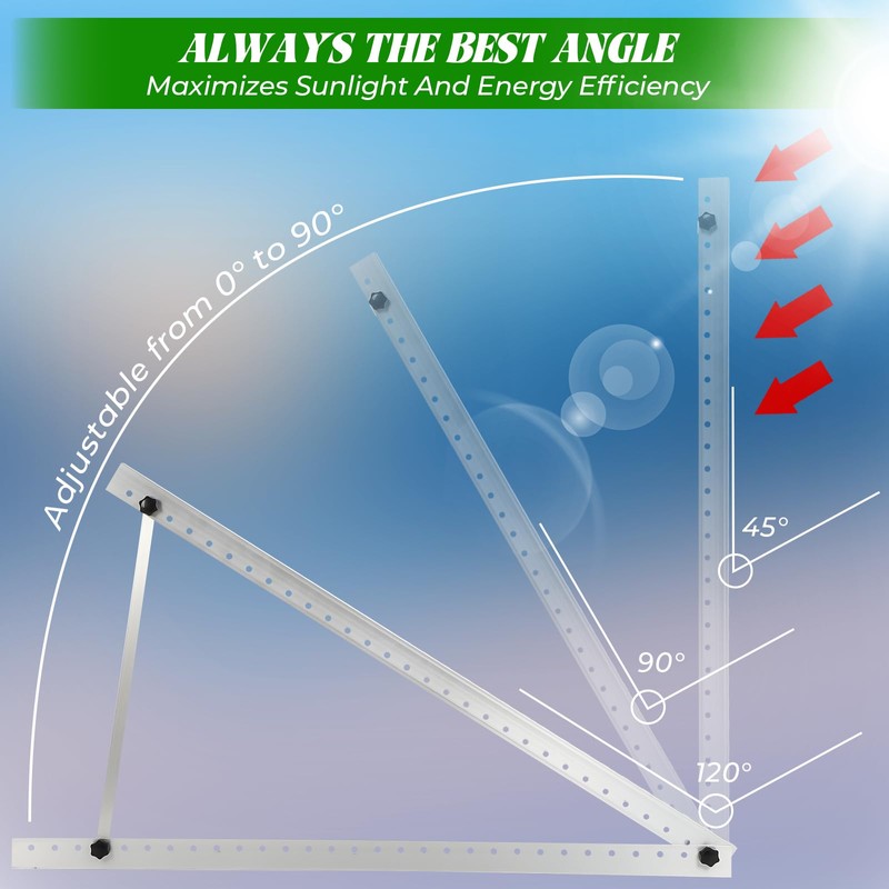 45in Solar Panel Mount Brackets, 1 Set 0 -90° Adjustable