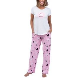 PajamaGram Women's Pajamas - Womens Cotton Pajama Sets, Pink Cat, MD