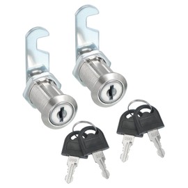 MECCANIXITY 1-1/8 Inch Cabinet Cam Lock with Key, Keyed Different Cam Replacement Lock Cylinder Tubular Toolbox Locks for RV Drawer Storage Cart Mailbox, Silver Pack of 2