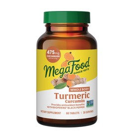 MegaFood Whole Body Turmeric Curcumin Supplement - Turmeric Supplement With Black Pepper & Vitamin C - 475 mg Curcuminoids Per Serving - Antioxidant & Immune Support - Vegan - 60 Tablets, 30 Servings