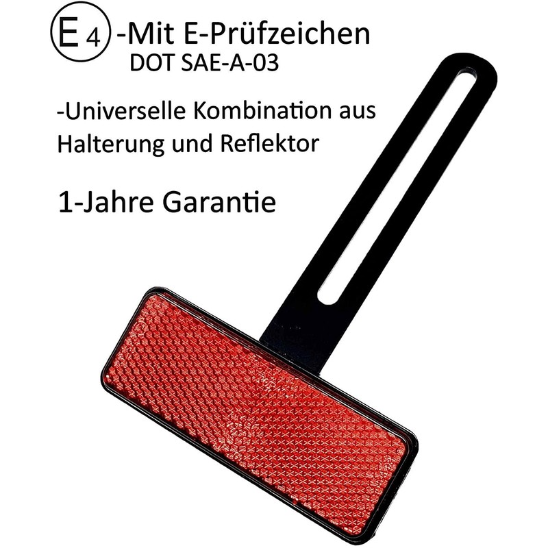 Universal Motorcycle Number Plate Rear Reflector with Holder, E-Approved Number
