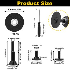 2 Inch Die Grinder Cut-Off Wheel 3/8in Arbor Hole 1/4in Stem Mounting Mandrel Holder Accessories for Metal & Stainless Steel Drill Rotary Tool 24 Pack Set