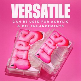 V Beauty Pure Coffin Nail Tips - Coffin, Short, Acrylic Nail and Gel Tips, Curved Extension, Professional Flexible Fake Nails with the Perfect C Curve, Half Cover and Clear - 504 pcs