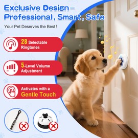 ChunHee Smart Dog Bells Toilet Training 0-115dB Volume Adjustable 28 Ringtones Dog Doorbell Puppy Training to Go Outside (Blue, 1 Pack)