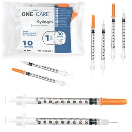 ONE-CARE Syringes 1 ml/cc, 30G x 1/2'' (12.7mm), Orange Cap, 10 pcs/bag