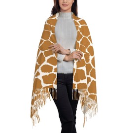 FATTTYCY Giraffe Print Soft Blanket Scarf Long Warm Shawl Wraps Fringe Scarfs For Women