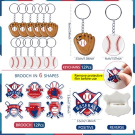 Nuyoach Baseball Party Favors,98 Pcs Baseball Themed Party Supplies For Kids With Goodie Bags,Bracelets,Keychain,Brooches,Stickers For Boys Team Gifts Birthday Decorations Classroom Rewards Stuffers