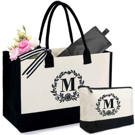 BeeGreen Canvas Tote Bag w Makeup Bag M