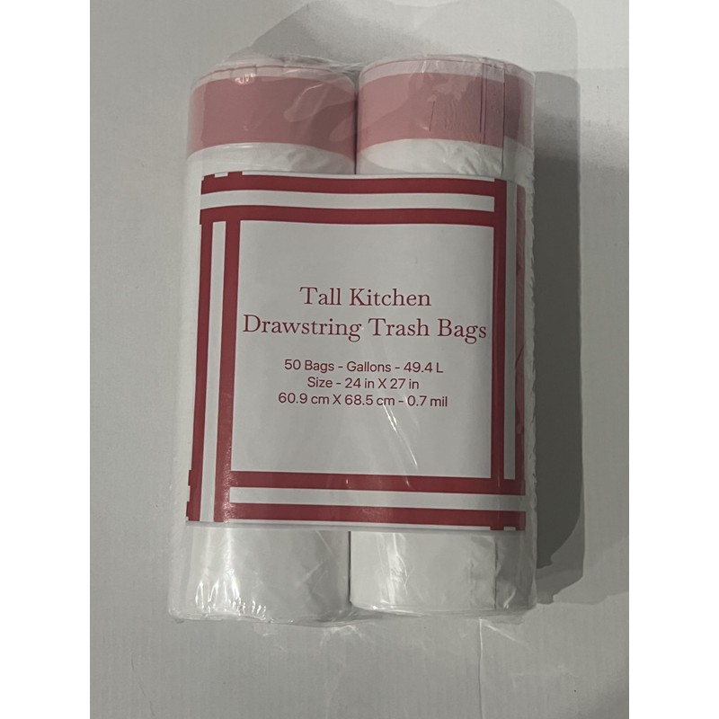 Generic Tall Kitchen Drawstring Waste Bags, 50 Count (Pack of