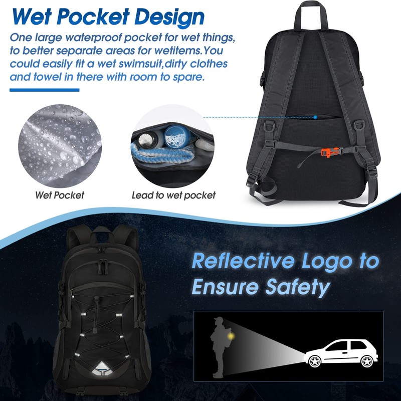 Hiking Backpack Men Women 40L Waterproof Backpack Foldable Lightweight Travel
