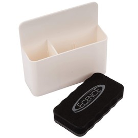 ECENCE Magnetic Pen Holder, Magnetic Pen Holder with 2 Compartments with Whiteboard Sponge Magnetic for Fridge, School, Office and All Magnetic Surfaces, White